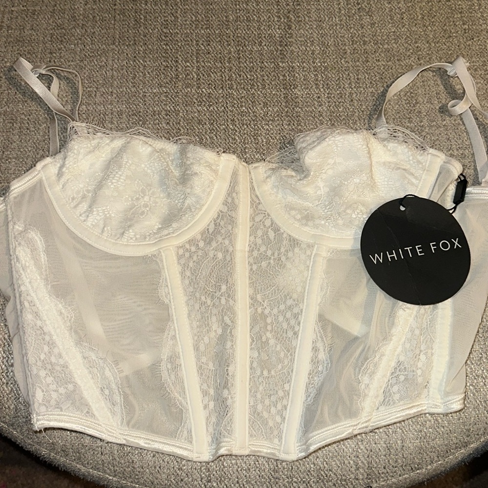 White fox lace bustier